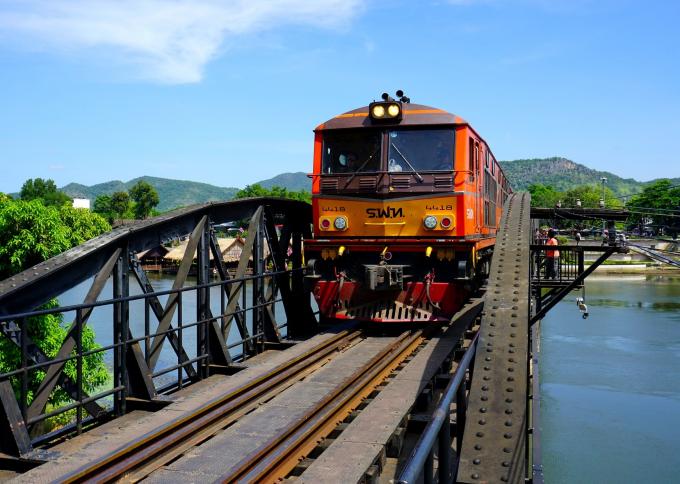 Przejażdżka pociągiem przez most na rzece Kwai